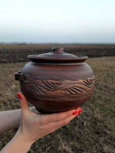 Big Pot Handmade Ceramic Baking Dish Saucepan Clay Cooking Pan Organic Ceramics - Picture 1 of 12