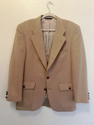 Blazer masculino vintage Christian Dior bolsos Houndstooth cabelo de camelo L bege - Imagem 1 de 4