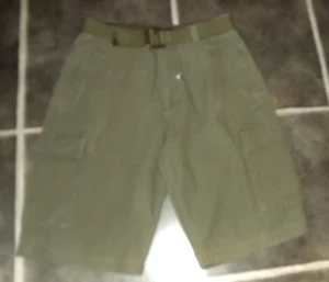 PANTALONES CORTOS LARGOS DE ALGODÓN PARA HOMBRE EASY CAQUI VERDE CARGA COMBATE CON CINTURÓN CINTURA 32" 81cm - Imagen 1 de 2