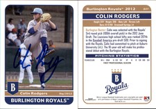 Colin Rodgers Signed 2012 Grandstand Burlington Royals Card Auto AU