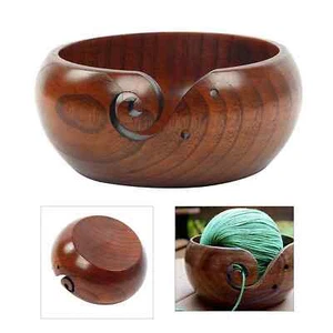Wooden Yarn Bowl Hand Made With Sheesham Wood For Knitting And Crochet handmade - Picture 1 of 8