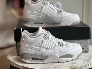 Scarpe Nike Air Jordan 4 IV retrò bianche Oreo taglia 4 Y grigio tecnico DJ4699-100 VNDS - Foto 1 di 10