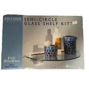 SHELF-MADE IMAGES Semi-circle Glass Wall Shelf Kit 8"x12" White
