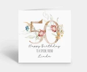 Personalised Special Friend 50th Birthday Card - Card For Her - Best Friend - Picture 1 of 2
