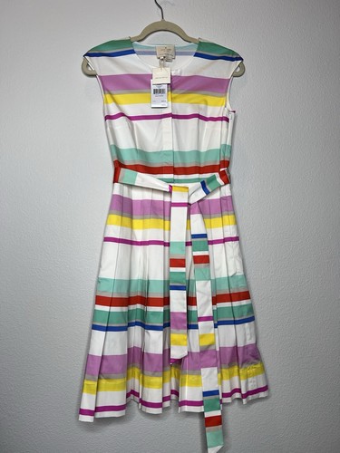 Abito camicia mantello Kate Spade nuovo con etichette taglia 4 a righe