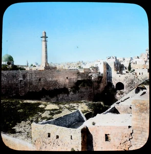 PISCINA DE BETHESDA JERUSALEM ISRAEL C1883 FOTO COLOREADA A MANO Linterna Mágica Diapositiva - Imagen 1 de 3