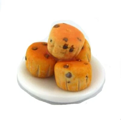 Casa Delle Bambole Pomeriggio Tè Scones su Un Piatto Miniatura Fatto a Mano Cibo - Immagine 1 di 4