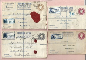 GB GVI 4 USED 1959 REGD LETTER STATIONERY SIZE F (2) & SIZE 'G' (2) ENVS - Picture 1 of 2