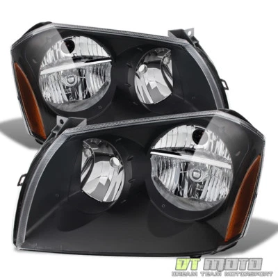Black 2005-2007 Dodge Magnum Replacement Headlights Headlamps Pair Left + Right - Image 1 of 2