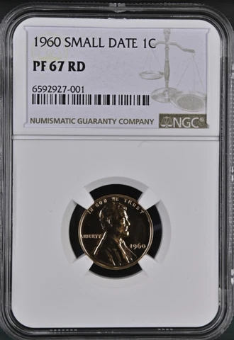 1960 Small Date 1 Cent Lincoln Memorial NGC PF 67 RD Cover