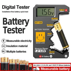 Probador de batería Pantalla LCD para pilas de botón AAA, AA, C, D, 9V, F, 6F22, 1,5 V/3V - Imagen 1 de 11