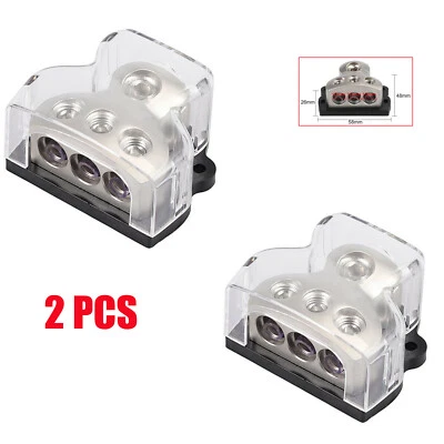 2x 3Way Power/Ground Distribution Block for Car Audio 0AWG Input 3*4-Gauge Out - Image 1 of 4