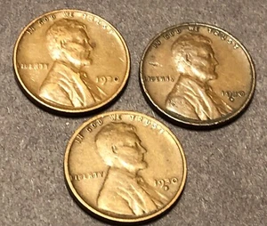 1930 Lincoln Wheat Cent High Grade Set 1930 P 1930 D 1930 S Lot D - Picture 1 of 2