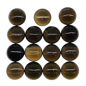 15 Pcs Natural Smoky Quartz 15mm Round Cabochon Loose Wholesale Gemstones Lot - Picture 1 of 9