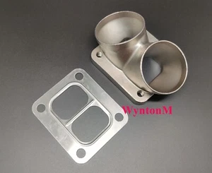 T4 Divided Turbo Inlet FLANGE Twin 2.5" TAPPED 304 Stainless Steel + GSK - Foto 1 di 5