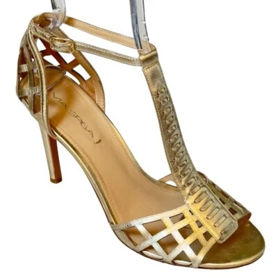 Zapatos para mujer VIA SPIGA de cuero dorado tacones de aguja talla 9,5 M UE 41 Foto 1 de 4