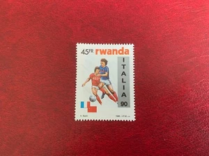 RWANDA 1986 MNH WORLD CUP FOOTBALL FRANCE vs RUSSIA - Picture 1 of 1