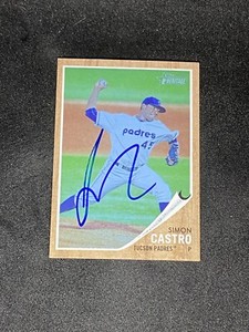 Simon Castro 2011 Topps Heritage Minors #77 Blue Tint /620 Padres Signed RC Card