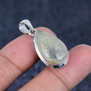 Natural Golden Rutile Gemstone Handmade Pendant Necklace Jewelry For Valentine - Picture 1 of 4