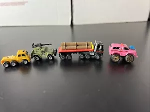 VTG Micro Machines Semi Truck With Logging Trailer +3 Other Vehicle Road Champs - Picture 1 of 12