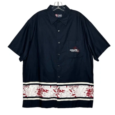 Chaps Ralph Lauren Shirt Mens L Navy Floral Short Sleeve Button Up Hawaiian - Image 1 of 4