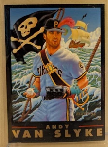 1993 Fleer PRO VISIONS #1 Andy Van Slyke RARE ICONIC VIBRANT PIRATE ART INSERT - Picture 1 of 2