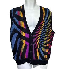 Vintage St. Croix Shop Wool textured bright psychedelic swirl vest Size L