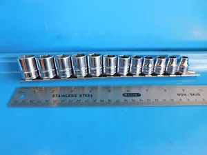 USED ,SNAP ON TOOLS 3/8 IN. DR. SHORT METRIC SOCKET SET , 12 PC. #212FSMY - Picture 1 of 5