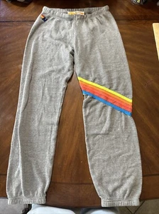 Aviator Nation Chevron Rainbow 5-Streifen grau Jogginghose Gr. L - Bild 1 von 5