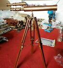 18" Brass Nautical Antique Finish Marine Telescope W/ Wooden Tripod Stand Gift