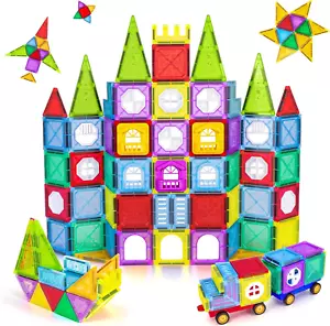 Magnetic Building Tiles for Kids, 110PCS Educational Magnetic Stacking Blocks, M - Picture 1 of 8