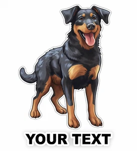 Juego de 2 pegatinas calcomanías para perro Beauceron con texto personalizado gratuito - Imagen 1 de 5