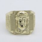 Railroad Design Jesus Signet Ring Solid 10K Yellow Gold All Sizes