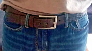 Mens ProjekRaw Genuine Leather Brown Belt Waist Strap Metal Buckle Size 36/92 - Picture 1 of 3