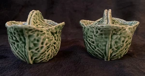Vtg. SECLA Portugal Majolica Green Cabbage Leaf Salt & Pepper Shakers...RARE! - Picture 1 of 5