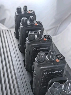 Motorola HT1250 VHF Two-Way Radios *Lot of 5* AAH25KDF9AA5AN w/ 6 Bay Charger - Image 1 of 4