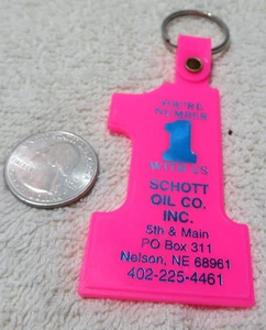 Vintage WERBUNG SCHLÜSSELANHÄNGER, SCHOTT OIL CO. Nelson, Nebraska - Bild 1 von 2