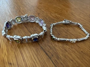 Vintage Silberfarben Mehrfarbig CZ Armband 2 Stück - Bild 1 von 11
