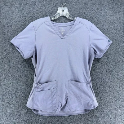 Blusa Médica Med Couture Touch para Mujer Pequeña Lavanda Púrpura Cuello en V Bolsillos Elastizados Foto 1 de 4