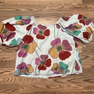 Top blusa velluto Graham & Spencer donna piccolo floreale luminoso boho indie - Foto 1 di 14