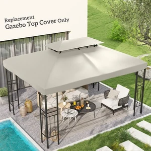 13' x 10' 2-Tier Gazebo Canopy Top Cover Replacement for Patio, Cream White - Picture 1 of 11