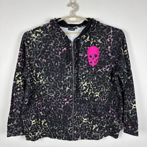Torrid LoveSick Zip Hoodie Everyday Fleece Leopard Skull NEW size 3 goth punk - Picture 1 of 10