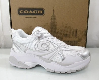 Zapatilla deportiva Coach para mujer de malla con cordones C Signature gris claro/blanco óptico talla 7 Foto 1 de 4