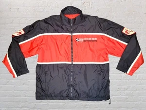 Vtg Dodge Truck Bomber Jacket Windbreaker Black Mens MED Y2K Full Zip Racing - Picture 1 of 8