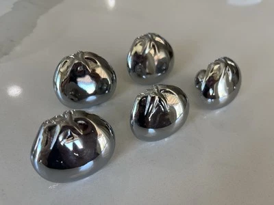 Restauración Hardware Cajón Perilla Gabinete Tiradores Cromo Brillante Verdura 5 Tomates Foto 1 de 4