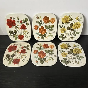 6 Vintage Worcester Ware Matten in Box Metall & Kork Rückseite Bargeschirr 50er/60er Retro - Bild 1 von 9