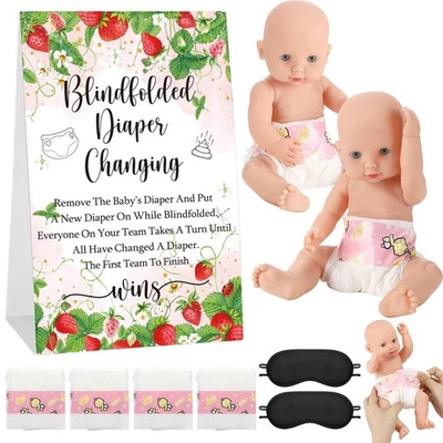 9件装婴儿淋浴游戏用品蒙眼尿布更换婴儿娃娃带... — 第 1/4 张图片