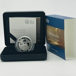 2019 Royal Mint Britannia 1oz Fine Silver Proof £2 Two Pounds Coin Boxed & COA - Bild 1 von 5