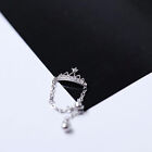 New Fashion Silver Color Open Adjustable Finger Ring Crown Chain Ring For Womij