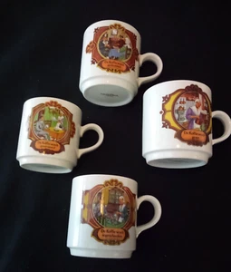 Set of 4 Vintage VILLEROY & BOCH Septfontaines DE KOFFIE Pattern COFFEE MUGS - Picture 1 of 7